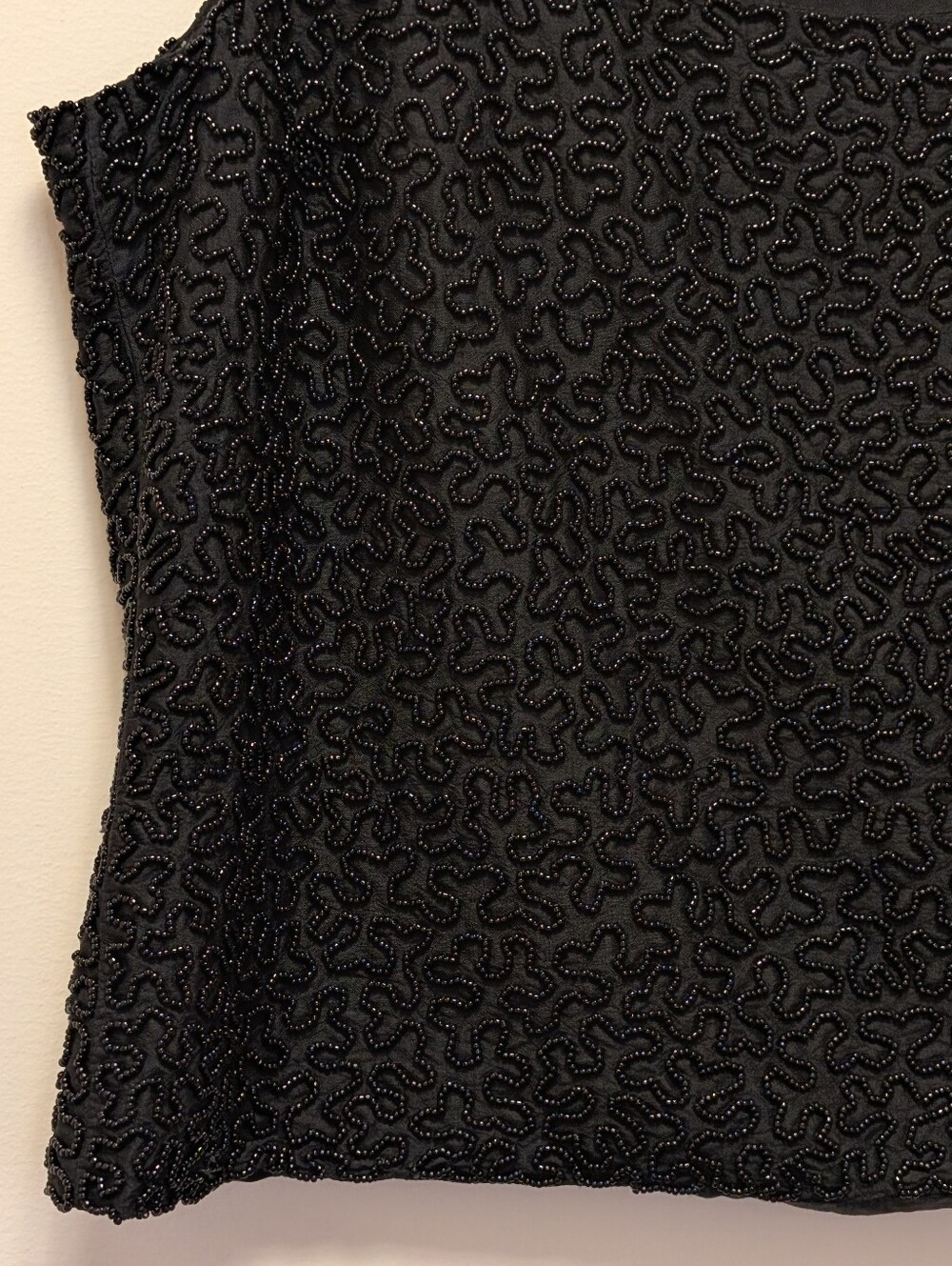 Vintage Burberrys' Black Silk Beaded Evening Shell Top Sleeveless 4P Luxury - Picture 5 of 15